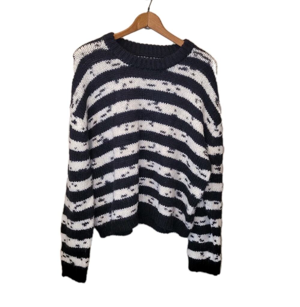 Velvet By Graham & Spencer Alpaca Blend Luna Chunky Stripe Knit Sweater Small